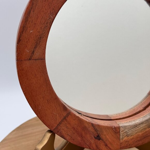 Minimalist Round Mirror, Wooden Vanity Mirror, Rustic Circle Mirror Bedroom Entr - Picture 5 of 10
